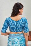 Elegant Blue Tie-Dye Printed Saree with Contrasting Blouse