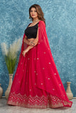 Red Embroidered Lehenga with Black Blouse Festive Ethnic Wear