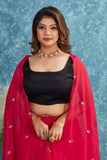 Red Embroidered Lehenga with Black Blouse Festive Ethnic Wear