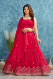 Red Embroidered Lehenga with Red Blouse Festive Ethnic Wear