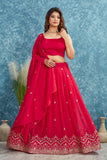 Red Embroidered Lehenga with Red Blouse Festive Ethnic Wear