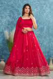 Red Embroidered Lehenga with Red Blouse Festive Ethnic Wear