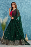 Green Embroidered Lehenga with Red Blouse Festive Ethnic Wear