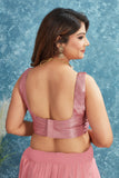 Elegant Pink Lehenga with Silver Embroidered Blouse and Dupatta