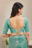 Elegant Sky Blue Organza Saree with Floral Embroidered Border Lightweight Ethnic Wear
