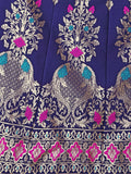 Blue & Pink Banarasi Silk Lehenga Set with Brocade Blouse