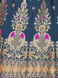 Teal & Pink Banarasi Silk Lehenga Set with Brocade Blouse