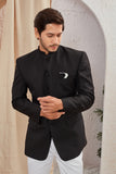 Men's Indian Ethnic Solid Mandarin Collar Bandhgala Jodhpuri Blazer Elegant Formal Wear
