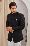Men's Indian Ethnic Solid Mandarin Collar Bandhgala Jodhpuri Blazer Elegant Formal Wear