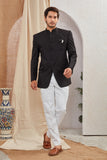 Men's Indian Ethnic Solid Mandarin Collar Bandhgala Jodhpuri Blazer Elegant Formal Wear