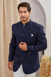 Men's Indian Ethnic Solid Mandarin Collar Bandhgala Jodhpuri Blazer Elegant Formal Wear