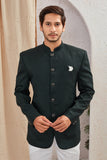 Men's Indian Ethnic Solid Mandarin Collar Bandhgala Jodhpuri Blazer Elegant Formal Wear
