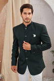 Men's Indian Ethnic Solid Mandarin Collar Bandhgala Jodhpuri Blazer Elegant Formal Wear