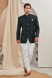 Men's Indian Ethnic Solid Mandarin Collar Bandhgala Jodhpuri Blazer Elegant Formal Wear