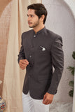 Men's Indian Ethnic Solid Mandarin Collar Bandhgala Jodhpuri Blazer Elegant Formal Wear