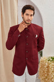 Men's Indian Ethnic Solid Mandarin Collar Bandhgala Jodhpuri Blazer Elegant Formal Wear