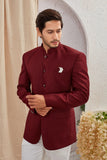 Men's Indian Ethnic Solid Mandarin Collar Bandhgala Jodhpuri Blazer Elegant Formal Wear