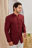 Men's Indian Ethnic Solid Mandarin Collar Bandhgala Jodhpuri Blazer Elegant Formal Wear