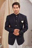 Men's Indian Ethnic Solid Mandarin Collar Bandhgala Jodhpuri Blazer Elegant Formal Wear
