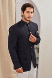 Men's Indian Ethnic Solid Mandarin Collar Bandhgala Jodhpuri Blazer Elegant Formal Wear