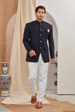 Men's Indian Ethnic Solid Mandarin Collar Bandhgala Jodhpuri Blazer Elegant Formal Wear