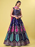 Blue & Magenta Banarasi Silk Lehenga Choli with Dupatta