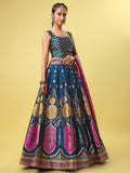 Teal Blue & Magenta Banarasi Silk Lehenga Choli with Dupatta