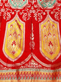 Red & Green Banarasi Silk Lehenga Choli with Dupatta