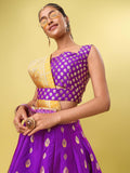 Purple & Yellow Banarasi Silk Lehenga Choli with Dupatta