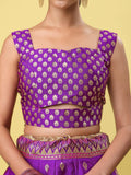 Purple & Yellow Banarasi Silk Lehenga Choli with Dupatta