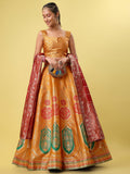 Yellow & Maroon Banarasi Silk Lehenga Choli with Dupatta
