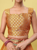 Yellow & Maroon Banarasi Silk Lehenga Choli with Dupatta