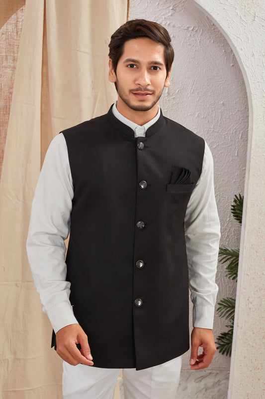 Men's Classic Solid Nehru Jacket Ethnic Waistcoat for Formal & Festive Wear