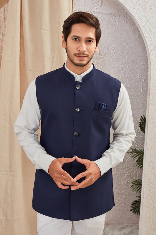 Men's Classic Solid Nehru Jacket Ethnic Waistcoat for Formal & Festive Wear