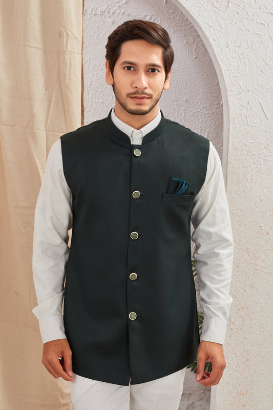 Men's Classic Solid Nehru Jacket Ethnic Waistcoat for Formal & Festive Wear