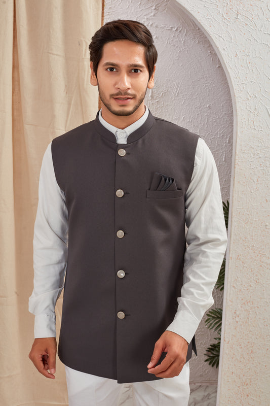 Men's Classic Solid Nehru Jacket Ethnic Waistcoat for Formal & Festive Wear