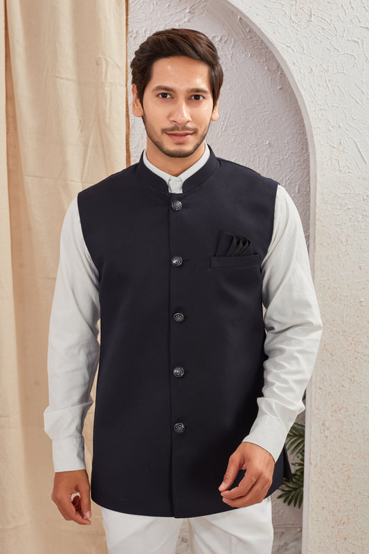 Men's Classic Solid Nehru Jacket Ethnic Waistcoat for Formal & Festive Wear