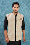 Indian Traditional Men's Jacquard Open Waistcoat Weddings & Festive Occasions Nehru Jacket