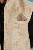 Indian Traditional Men's Jacquard Open Waistcoat Weddings & Festive Occasions Nehru Jacket