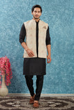 Indian Traditional Men's Jacquard Open Waistcoat Weddings & Festive Occasions Nehru Jacket