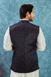 Indian Traditional Men's Jacquard Open Waistcoat Weddings & Festive Occasions Nehru Jacket