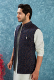 Indian Traditional Men's Jacquard Open Waistcoat Weddings & Festive Occasions Nehru Jacket