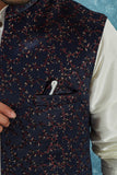 Indian Traditional Men's Jacquard Open Waistcoat Weddings & Festive Occasions Nehru Jacket