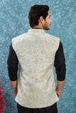 Indian Traditional Men's Jacquard Open Waistcoat Weddings & Festive Occasions Nehru Jacket