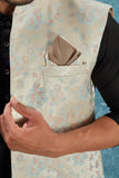 Indian Traditional Men's Jacquard Open Waistcoat Weddings & Festive Occasions Nehru Jacket