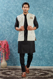 Indian Traditional Men's Jacquard Open Waistcoat Weddings & Festive Occasions Nehru Jacket