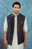 Indian Traditional Men's Jacquard Open Waistcoat Weddings & Festive Occasions Nehru Jacket