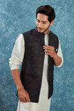 Indian Traditional Men's Jacquard Open Waistcoat Weddings & Festive Occasions Nehru Jacket