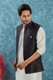 Indian Traditional Men's Jacquard Open Waistcoat Weddings & Festive Occasions Nehru Jacket