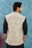 Indian Traditional Men's Jacquard Open Waistcoat Weddings & Festive Occasions Nehru Jacket